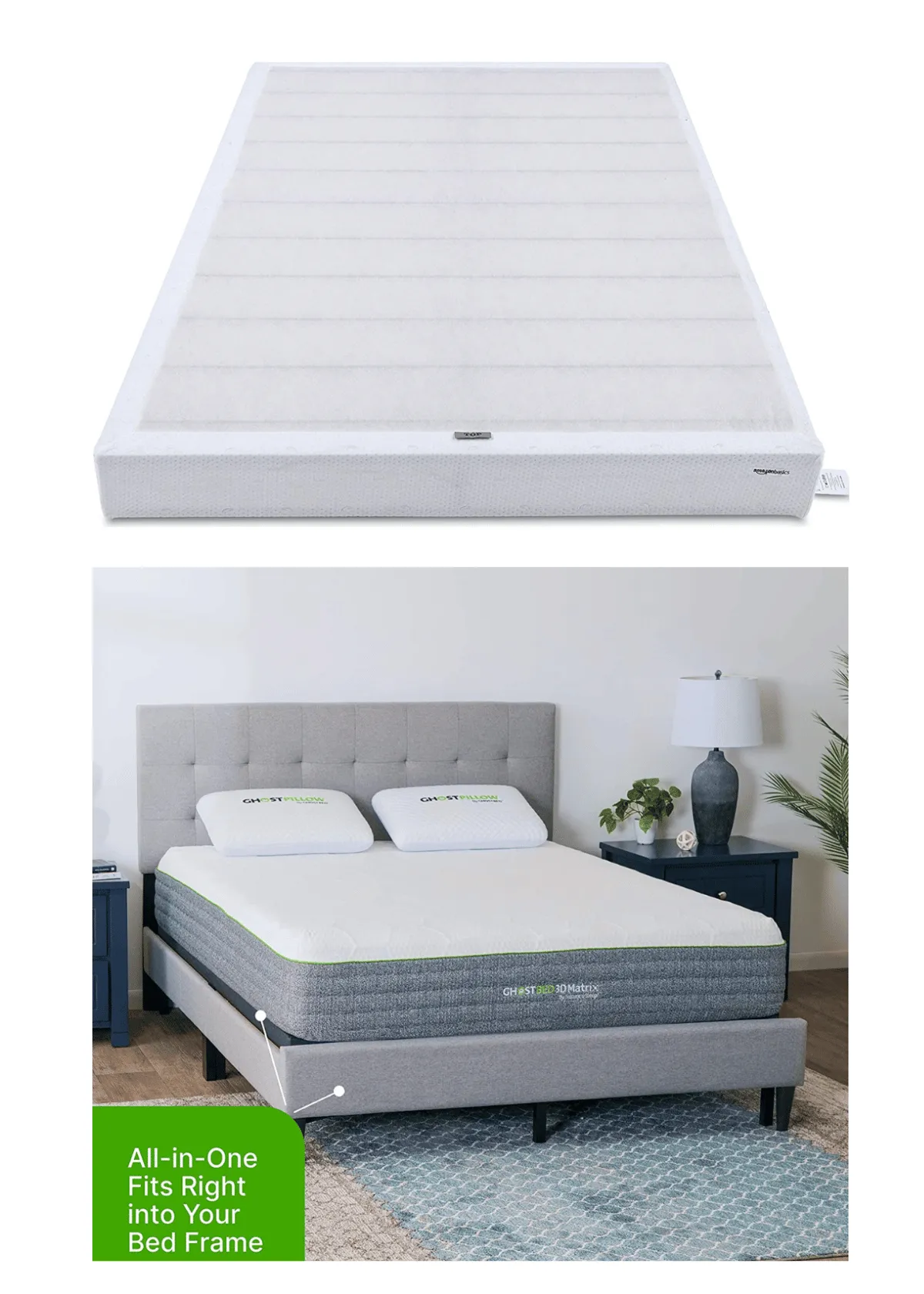 Box springs were once essential for mattresses. But are they necessary for your bed? (Credit: Amazon Basics; Casper)