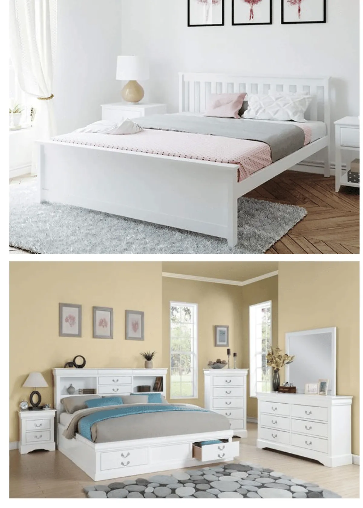 Find the perfect queen bed frame for a stylish bedroom. (Credit: Max & Lily; ACME)